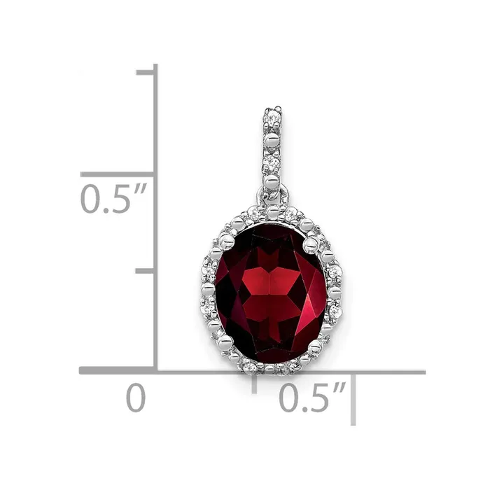 Necklaces 14k White Gold Oval Garnet and Diamond Halo Pendant TreasureFineJewelers