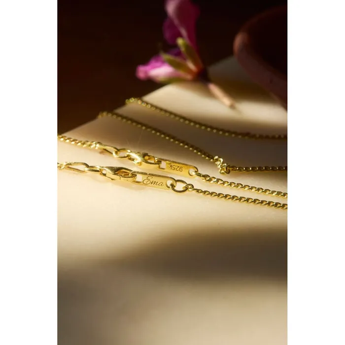 Necklaces D Initial Cursive Engraved Pendant Necklace 14K 925 Gold Vermeil Ema Jewels