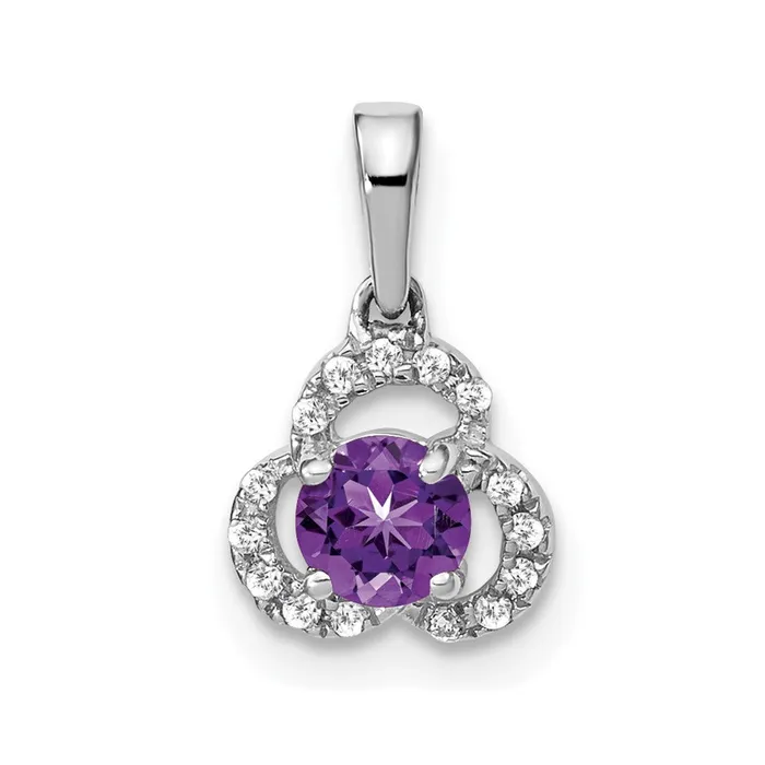 Necklaces TreasureFineJewelers 10k White Gold Amethyst and Diamond Pendant Necklaces TreasureFineJewelers 10k White Gold Amethyst and Diamond Pendant