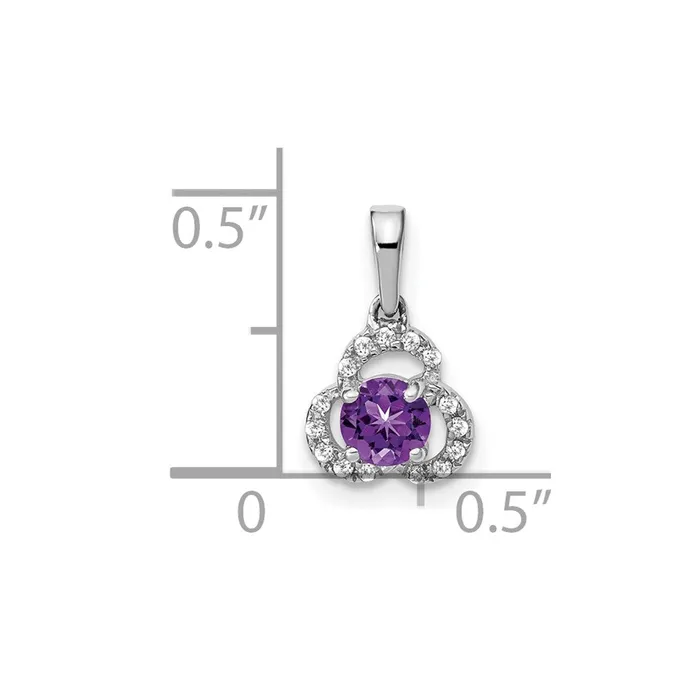 Necklaces TreasureFineJewelers 10k White Gold Amethyst and Diamond Pendant