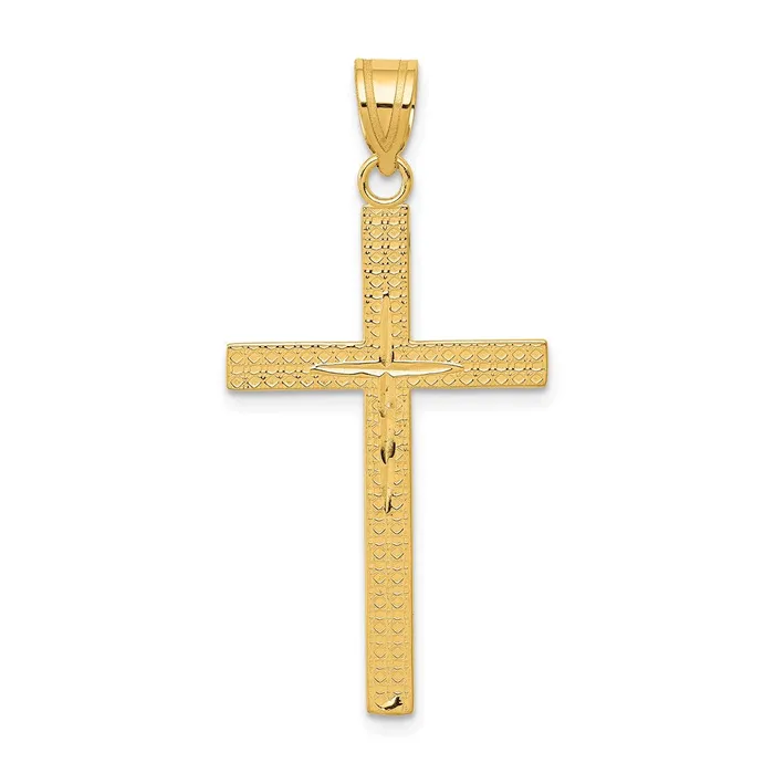Necklaces TreasureFineJewelers 14K Diamondcut Latin Cross Pendant