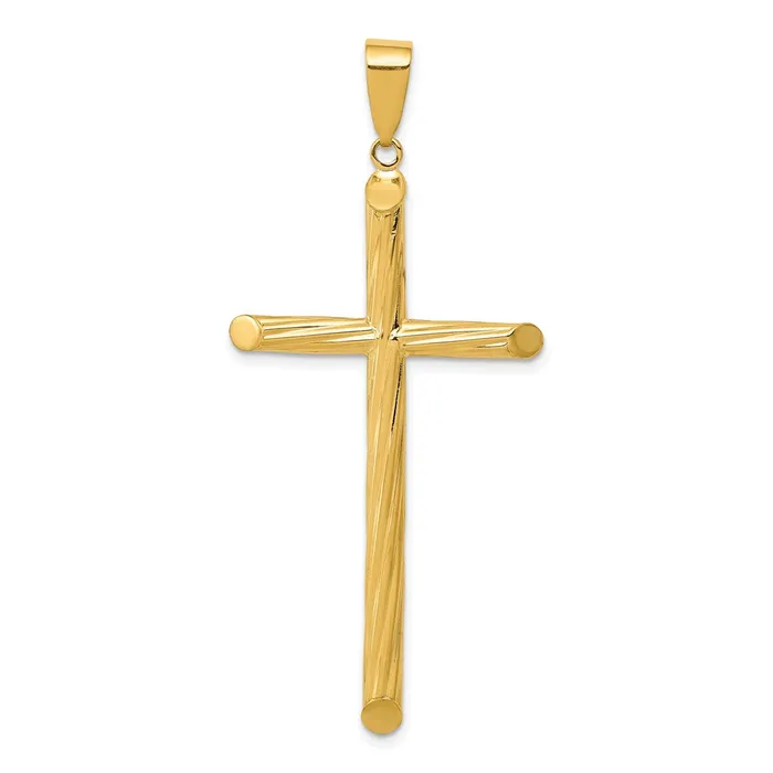 Necklaces TreasureFineJewelers 14k Fancy Textured Cross Pendant