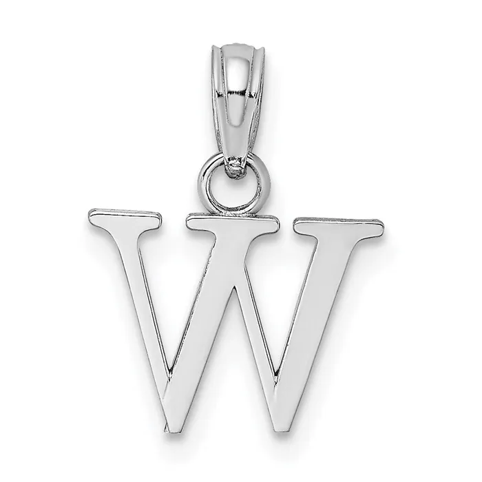 Necklaces TreasureFineJewelers 14K White Gold Polished Block Letter W Initial Pendant