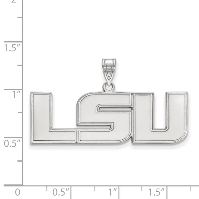 Necklaces TreasureFineJewelers Sterling Silver Rhodiumplated Louisiana State University LSU Large Pendant