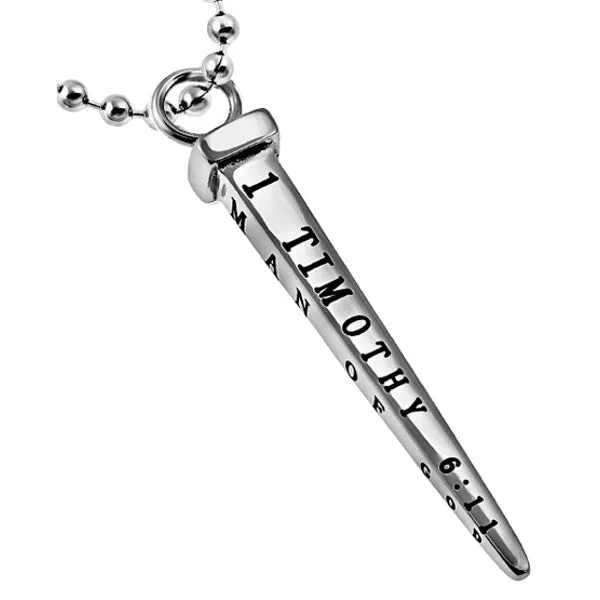 North Arrow Shop Necklaces Cross Nail Necklace 1 Timothy 611 MAN OF GOD Stainless Steel Bead Chain North Arrow Shop Necklaces Cross Nail Necklace 1 Timothy 611 MAN OF GOD Stainless Steel Bead Chain