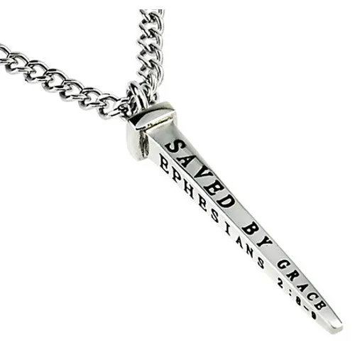 North Arrow Shop Necklaces Mens Nail Cross Necklace Ephesians 289 SAVED BY GRACE Stainless Steel Curb Chain North Arrow Shop Necklaces Mens Nail Cross Necklace Ephesians 289 SAVED BY GRACE Stainless Steel Curb Chain