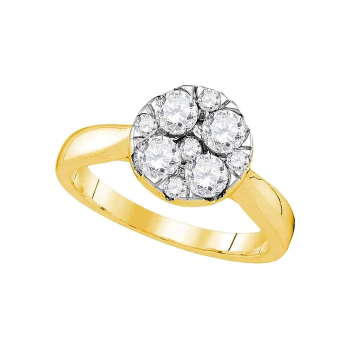 North Arrow Shop Rings 14kt yellow gold womens round diamond cluster bridal wedding engagement ring 100 cttw107424 North Arrow Shop Rings 14kt yellow gold womens round diamond cluster bridal wedding engagement ring 100 cttw107424