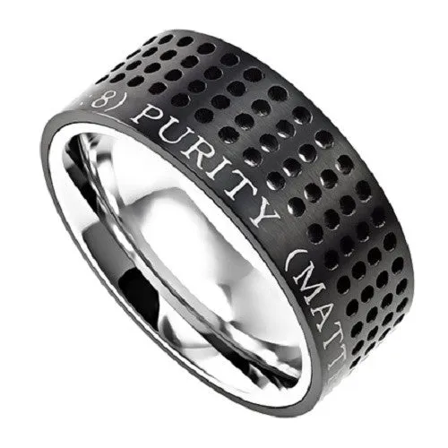 North Arrow Shop Rings Black Christian Ring Bible Verse Matthew 58 PURITY Dotted North Arrow Shop Rings Black Christian Ring Bible Verse Matthew 58 PURITY Dotted
