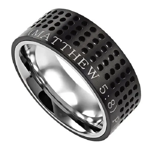 North Arrow Shop Rings Black Christian Ring Bible Verse Matthew 58 PURITY Dotted North Arrow Shop Rings Black Christian Ring Bible Verse Matthew 58 PURITY Dotted