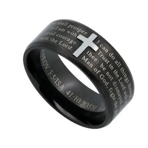North Arrow Shop Rings PHILIPPIANS 413 JEREMIAH 2911 Cross Ring for Men Engraved Bible Verse Black Stainless Steel North Arrow Shop Rings PHILIPPIANS 413 JEREMIAH 2911 Cross Ring for Men Engraved Bible Verse Black Stainless Steel