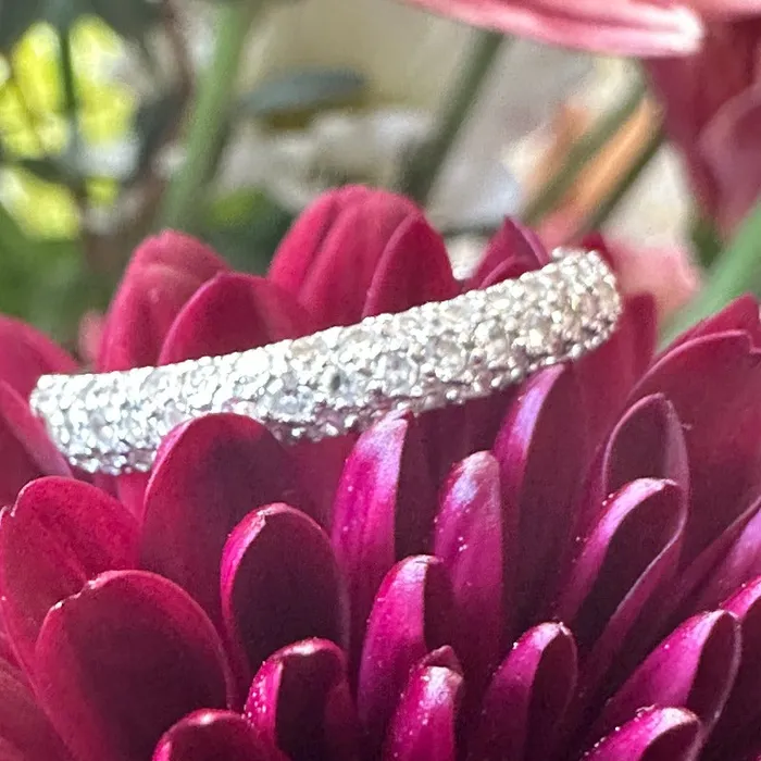 ONeills Estate Jewelry Rings 14 Karat White Gold Pave Diamond Band 40000294