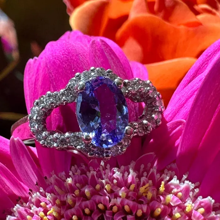 ONeills Estate Jewelry Rings 14 Karat White Gold Tanzanite Diamond Ring 20002373 ONeills Estate Jewelry Rings 14 Karat White Gold Tanzanite Diamond Ring 20002373