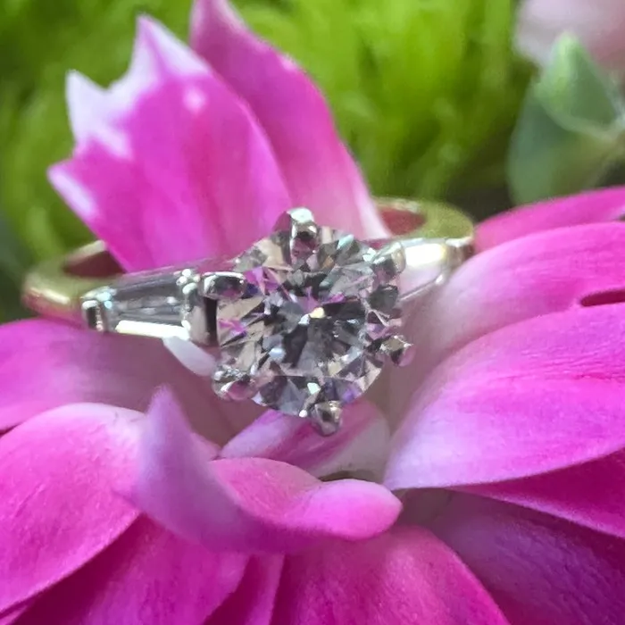 ONeills Estate Jewelry Rings 14 Karat Yellow Gold Platinum Top Diamond Engagement Ring 10000585 ONeills Estate Jewelry Rings 14 Karat Yellow Gold Platinum Top Diamond Engagement Ring 10000585
