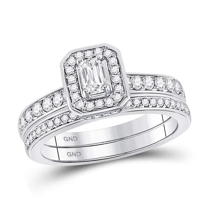 Rings North Arrow Shop 14kt white gold womens emerald diamond bridal wedding engagement ring band set 100 cttw84178 Rings North Arrow Shop 14kt white gold womens emerald diamond bridal wedding engagement ring band set 100 cttw84178