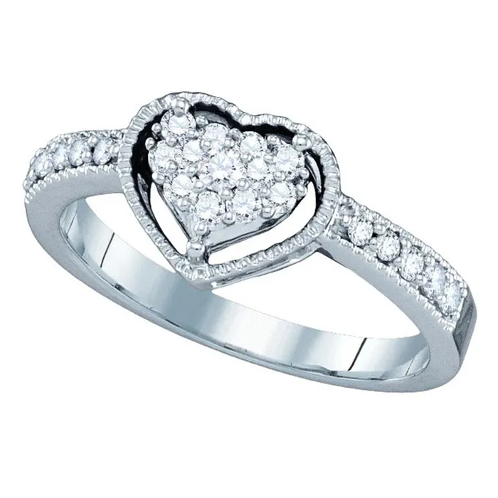 Rings North Arrow Shop 14kt white gold womens round diamond heart cluster ring 13 cttw66889 Rings North Arrow Shop 14kt white gold womens round diamond heart cluster ring 13 cttw66889