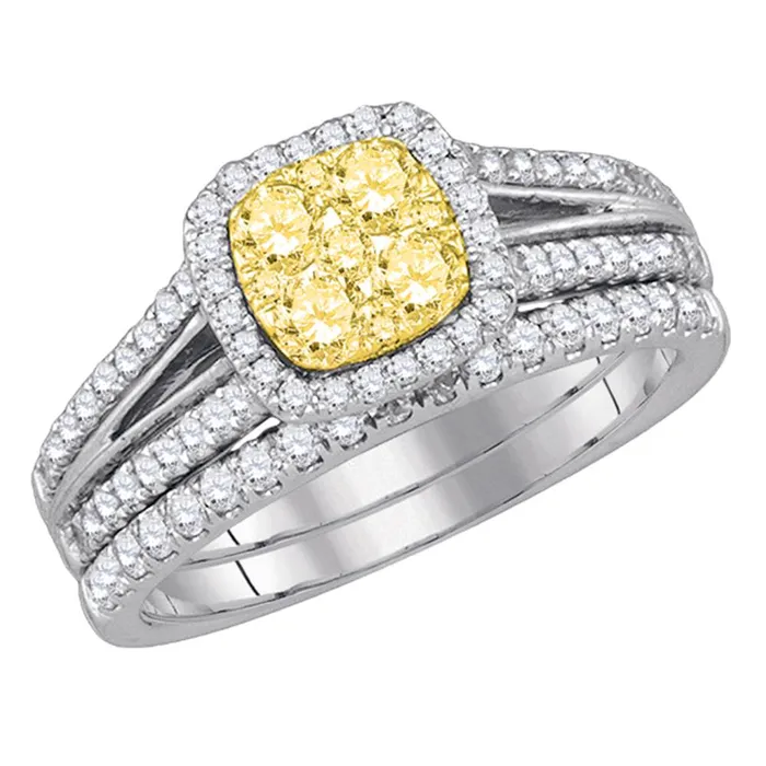 Rings North Arrow Shop 14kt white gold womens round yellow diamond bridal wedding engagement ring band set 100 cttw87736 Rings North Arrow Shop 14kt white gold womens round yellow diamond bridal wedding engagement ring band set 100 cttw87736