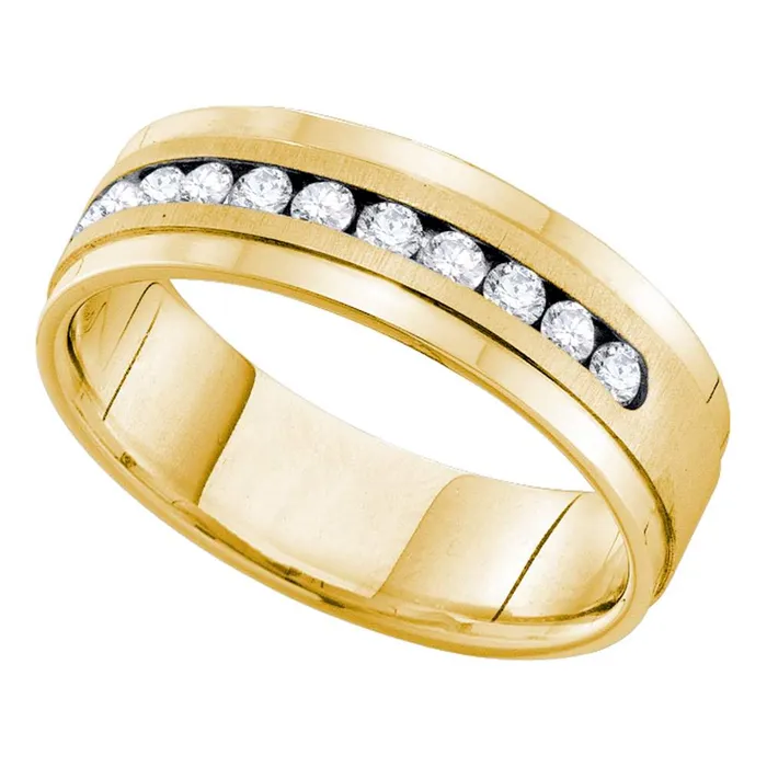 Rings North Arrow Shop 14kt yellow gold mens round channel set diamond single row wedding band ring 100 cttw55287 Rings North Arrow Shop 14kt yellow gold mens round channel set diamond single row wedding band ring 100 cttw55287