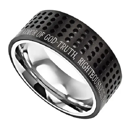 Rings North Arrow Shop Black Christian Ring Bible Verse Ephesians 6 ARMOR OF GOD Dotted