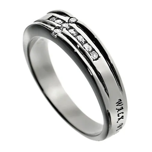 Rings North Arrow Shop WALK BY FAITH Promise Ring Bible Verse with CZ Cross Stainless Steel Rings North Arrow Shop WALK BY FAITH Promise Ring Bible Verse with CZ Cross Stainless Steel