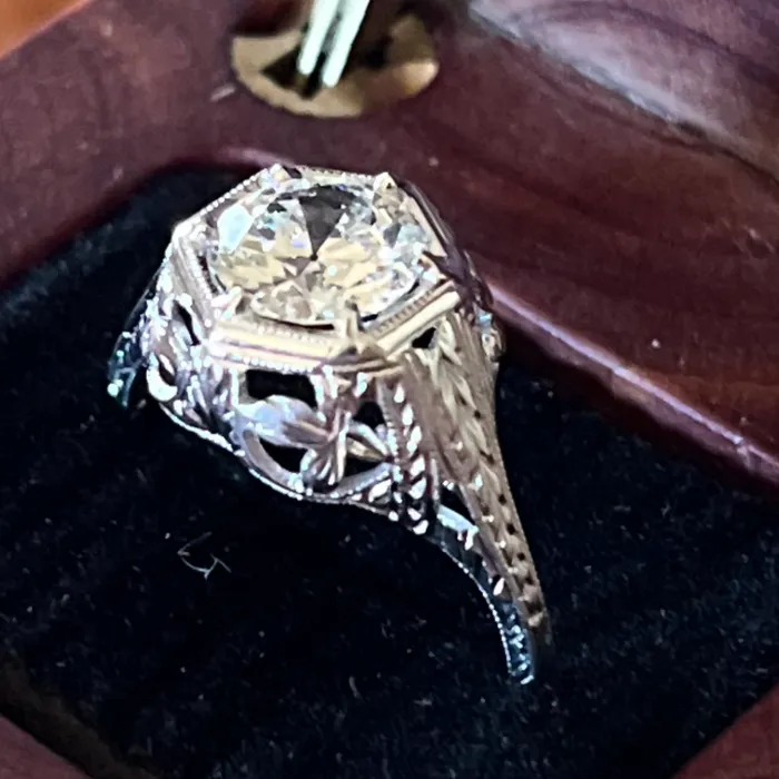Rings ONeills Estate Jewelry 18 Karat White Gold Art Deco Diamond Ring 10000941 Rings ONeills Estate Jewelry 18 Karat White Gold Art Deco Diamond Ring 10000941