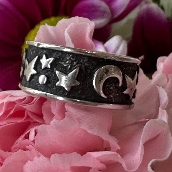 Rings ONeills Estate Jewelry Sterling Silver Moon Stars Band 55504071