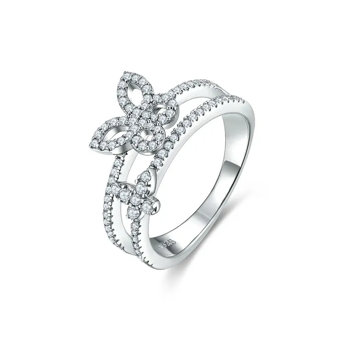 Rings S925 Sterling Silver Wedding Bow Toi et Moi Ring Trendolla Jewelry