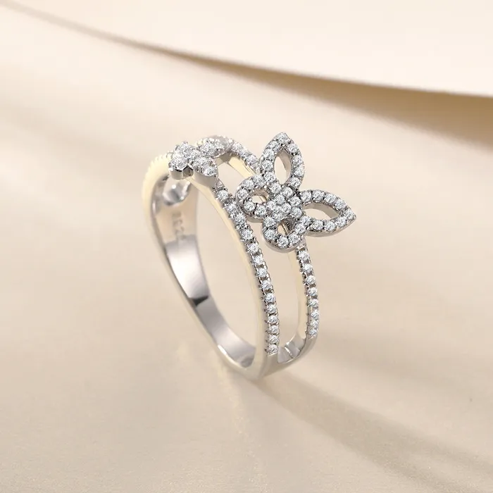 Rings S925 Sterling Silver Wedding Bow Toi et Moi Ring Trendolla Jewelry
