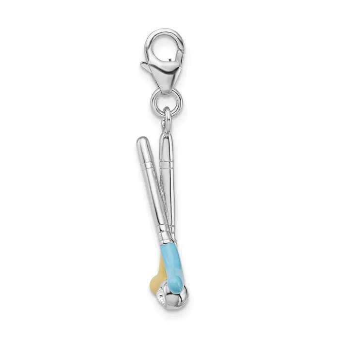 Rings Sterling Silver Amore La Vita Rhodpl Enameled Swarovski Golf Clubs Charm TreasureFineJewelers