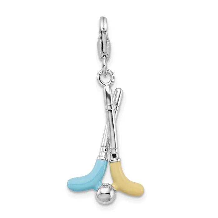 Rings Sterling Silver Amore La Vita Rhodpl Enameled Swarovski Golf Clubs Charm TreasureFineJewelers