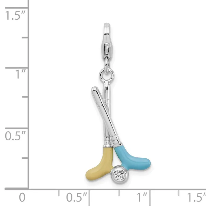 Rings Sterling Silver Amore La Vita Rhodpl Enameled Swarovski Golf Clubs Charm TreasureFineJewelers
