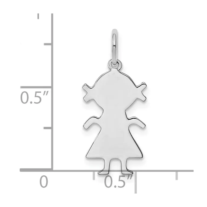 Rings Sterling Silver Rhodplated ENG Girl Polished FrontSatin Back Disc Charm TreasureFineJewelers
