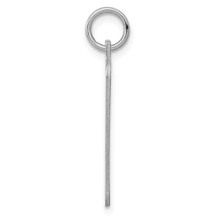 Rings Sterling Silver Rhodplated Eng Rect Polish FrontSatin Back Disc Charm TreasureFineJewelers