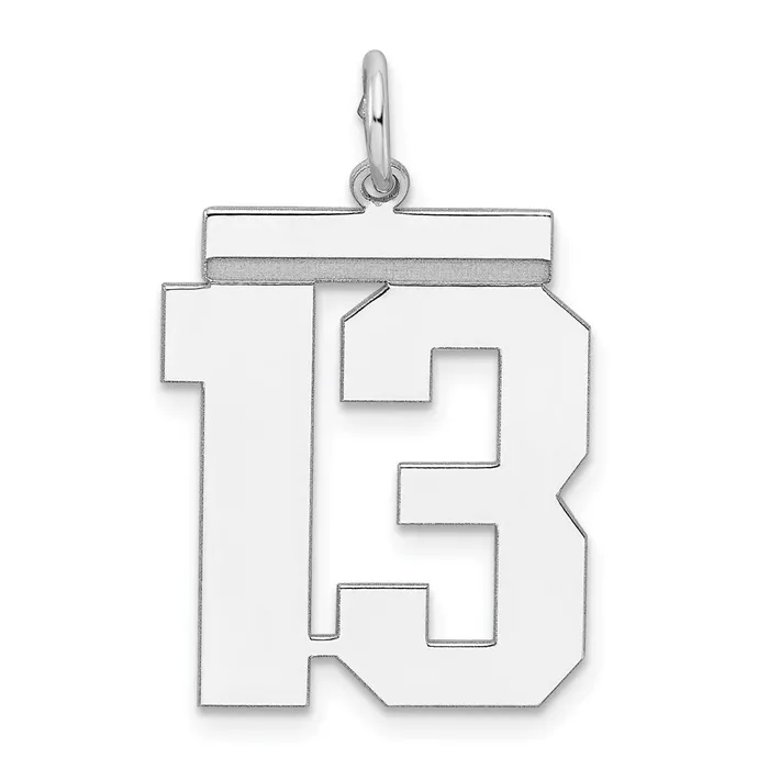 Rings Sterling SilverRhodiumplated Polished Number 13 Charm TreasureFineJewelers Rings Sterling SilverRhodiumplated Polished Number 13 Charm TreasureFineJewelers