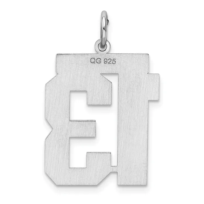Rings Sterling SilverRhodiumplated Polished Number 13 Charm TreasureFineJewelers