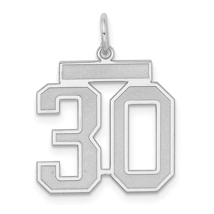 Rings Sterling SilverRhodiumplated Satin Number 30 Charm TreasureFineJewelers Rings Sterling SilverRhodiumplated Satin Number 30 Charm TreasureFineJewelers