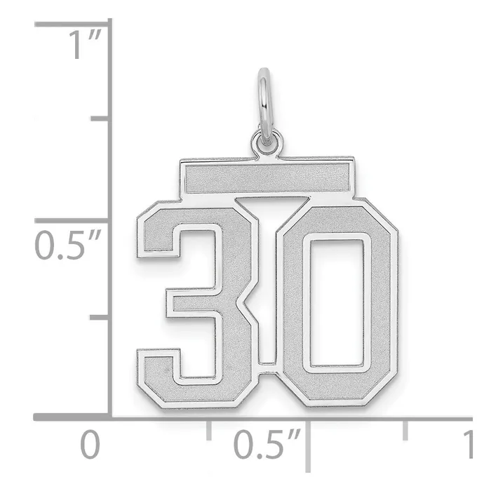 Rings Sterling SilverRhodiumplated Satin Number 30 Charm TreasureFineJewelers