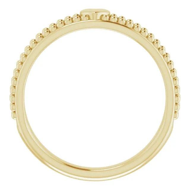 Rings TreasureFineJeweler 14K Yellow Milgrain Stackable Heart Ring