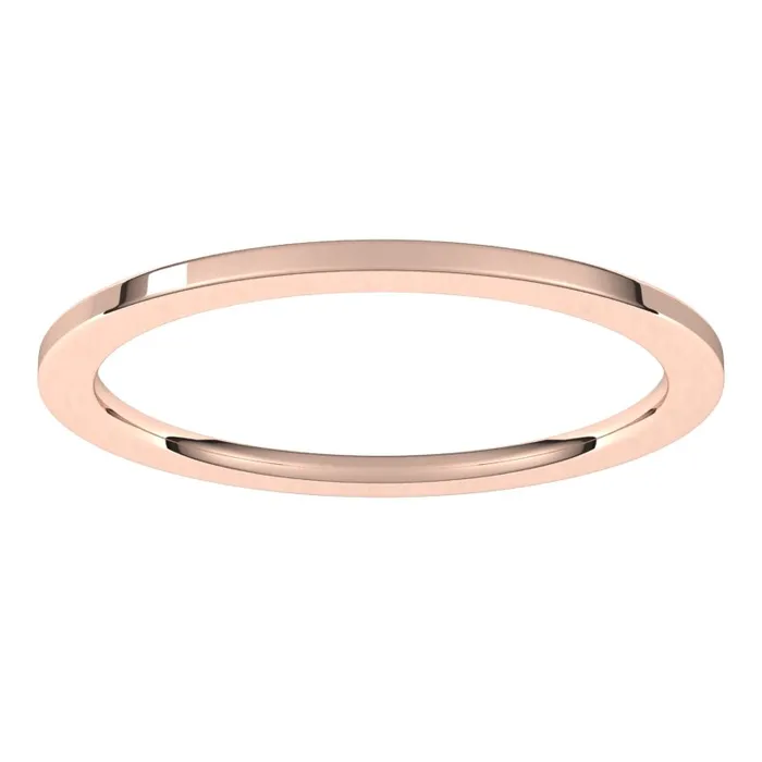 Rings TreasureFineJewelers 14K Rose Gold 1 mm flat comfort fit Wedding Band