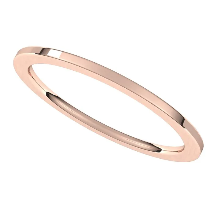 Rings TreasureFineJewelers 14K Rose Gold 1 mm flat comfort fit Wedding Band
