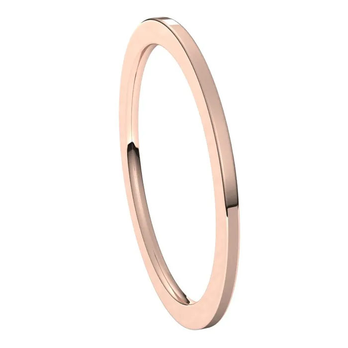 Rings TreasureFineJewelers 14K Rose Gold 1 mm flat comfort fit Wedding Band