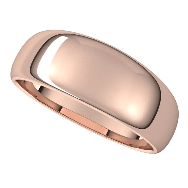 Rings TreasureFineJewelers 14K Rose Gold 7 mm Half Round Tapered Wedding Band