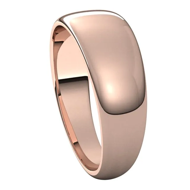 Rings TreasureFineJewelers 14K Rose Gold 7 mm Half Round Tapered Wedding Band