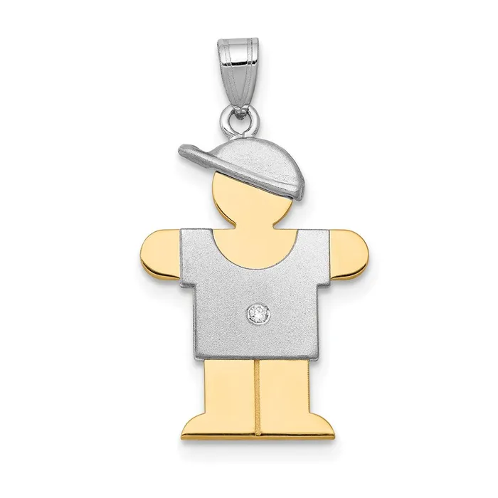 Rings TreasureFineJewelers 14k Twotone A Diamond Kid Pendant