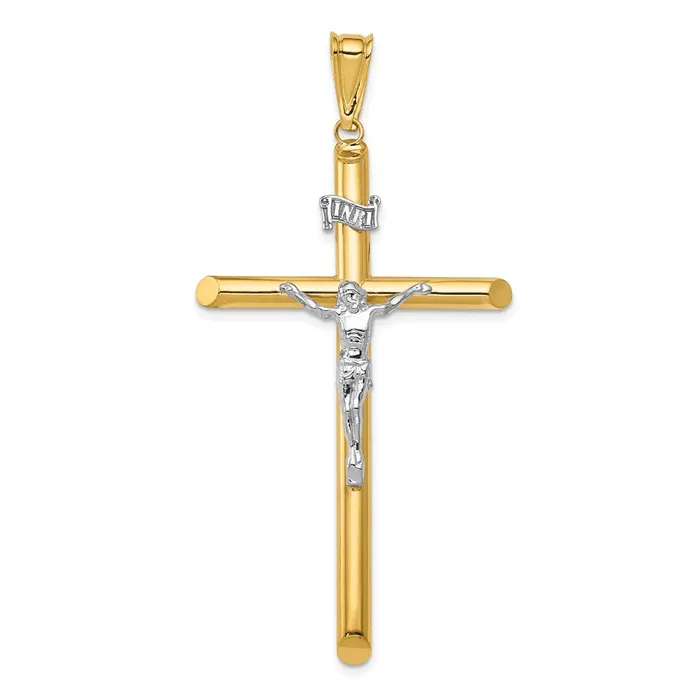 Rings TreasureFineJewelers 14k TwoTone Polished Crucifix Pendant