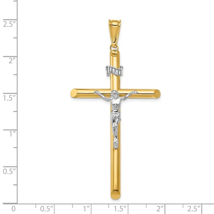 Rings TreasureFineJewelers 14k TwoTone Polished Crucifix Pendant