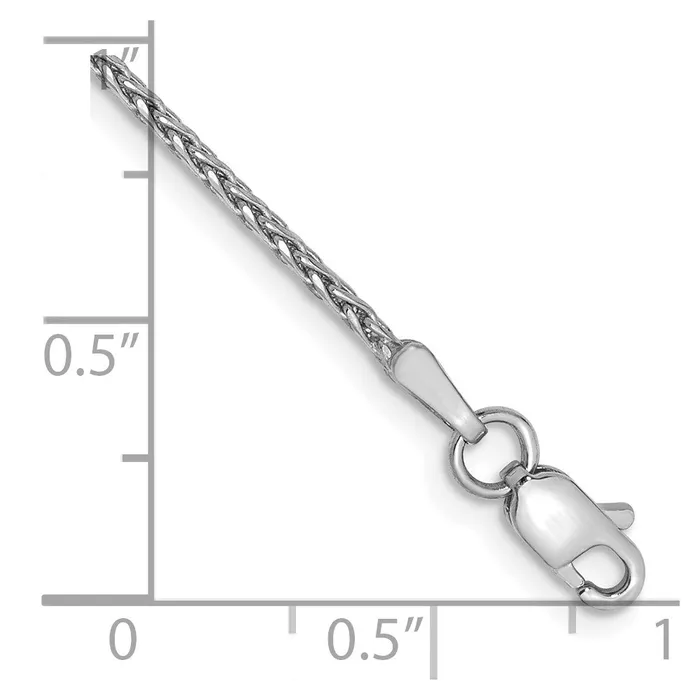 Rings TreasureFineJewelers 14K White Gold 9 inch 15mm Diamondcut Parisian Wheat with Lobster Clasp Anklet