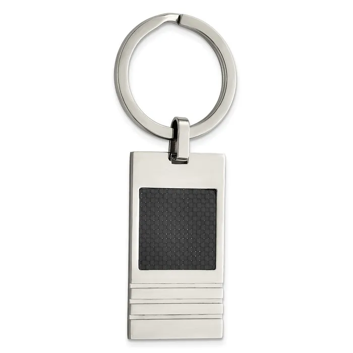 Rings TreasureFineJewelers Chisel Stainless Steel Brushed Black Carbon Fiber Inlay Key Ring Rings TreasureFineJewelers Chisel Stainless Steel Brushed Black Carbon Fiber Inlay Key Ring