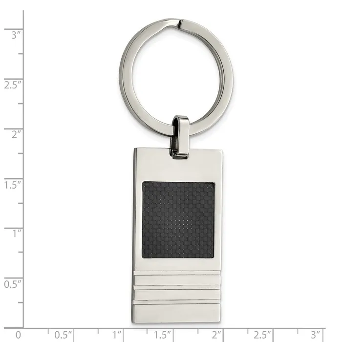 Rings TreasureFineJewelers Chisel Stainless Steel Brushed Black Carbon Fiber Inlay Key Ring