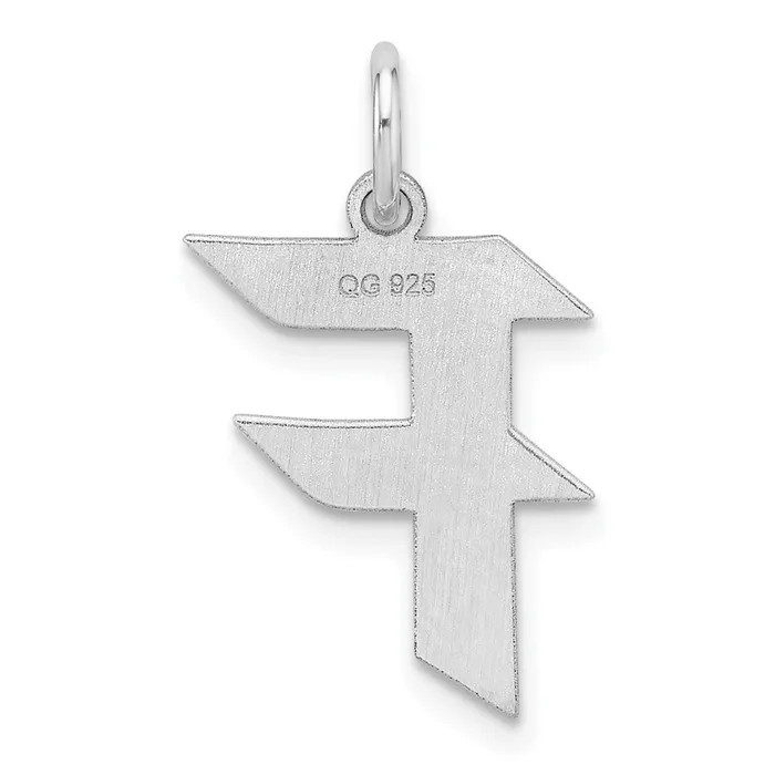 Rings TreasureFineJewelers Small Sterling Silver Rhodiumplated Artisan Block Letter F Initial Charm