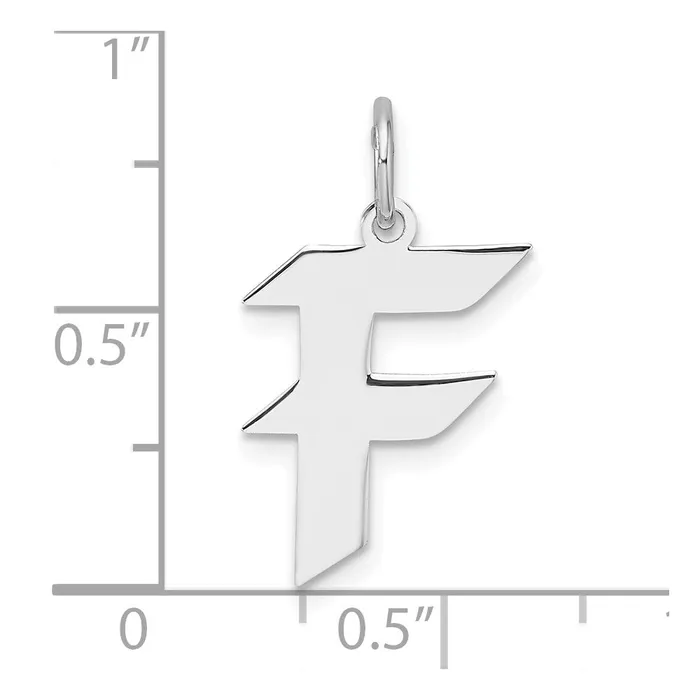 Rings TreasureFineJewelers Small Sterling Silver Rhodiumplated Artisan Block Letter F Initial Charm